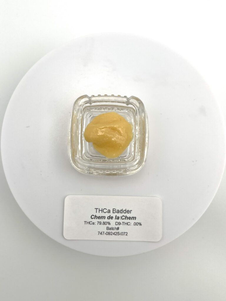 chem de la chem live resin hemp badder gram in a glass jar