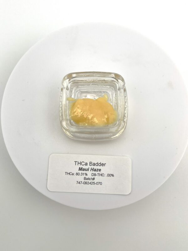 Maui Haze live resin thca badder in a glass jar