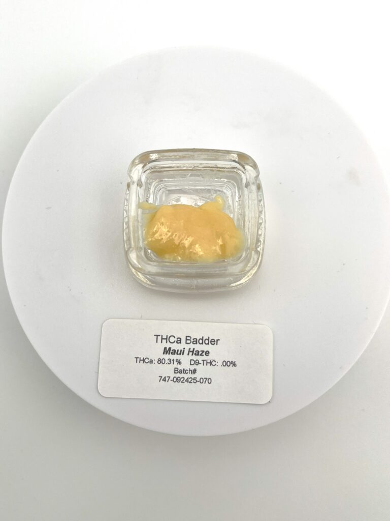 Maui Haze live resin thca badder in a glass jar