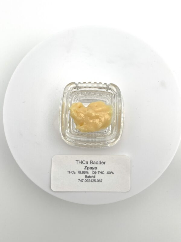 zpaya live resin thca badder gram in a glass jar