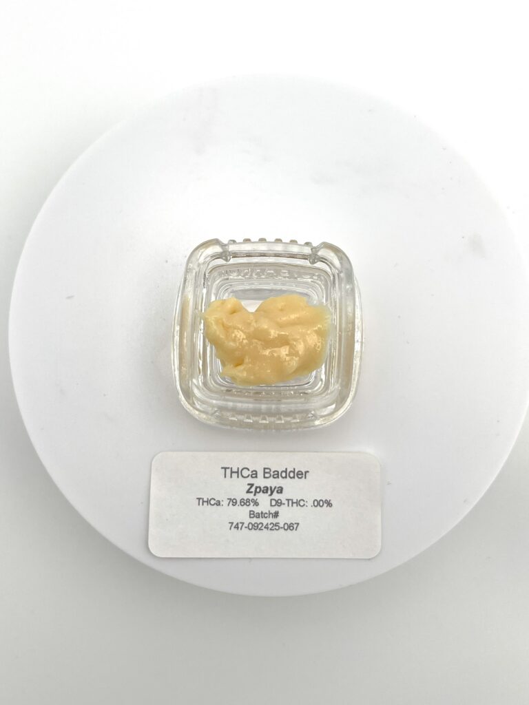 zpaya live resin thca badder gram in a glass jar